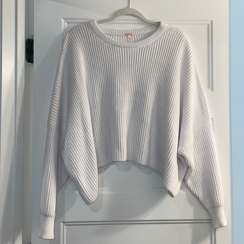 Free People White Cropped Sweater - 100% cotton